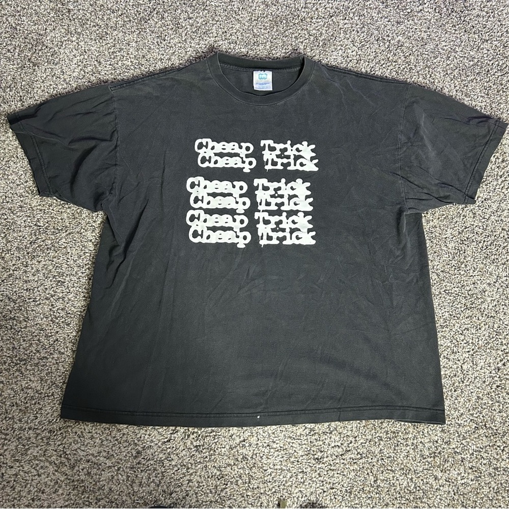 Vintage Cheap Trick Shirt Men 2XL Black White 90s Band Tee Concert Rare Spellout